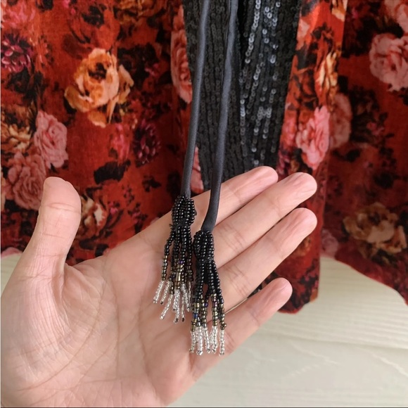 Johnny Was Billie Kimono cardigan Medium Floral Velvet tassel Sequins Blazer - Picture 7 of 12